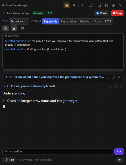 A captured coding problem is solved in the Cue Card with an optimal solution and complexity analysis.